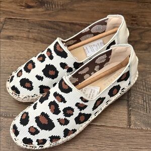 Cole Haan Leopard Print Espadrilles - White/Tan/Black size 6